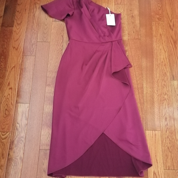 Ted Baker One-Shoulder Burgundy Dress - Picture 7 of 7